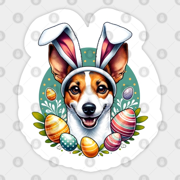 Toy Fox Terrier Enjoys Easter Egg Hunt Adventure Sticker by ArtRUs